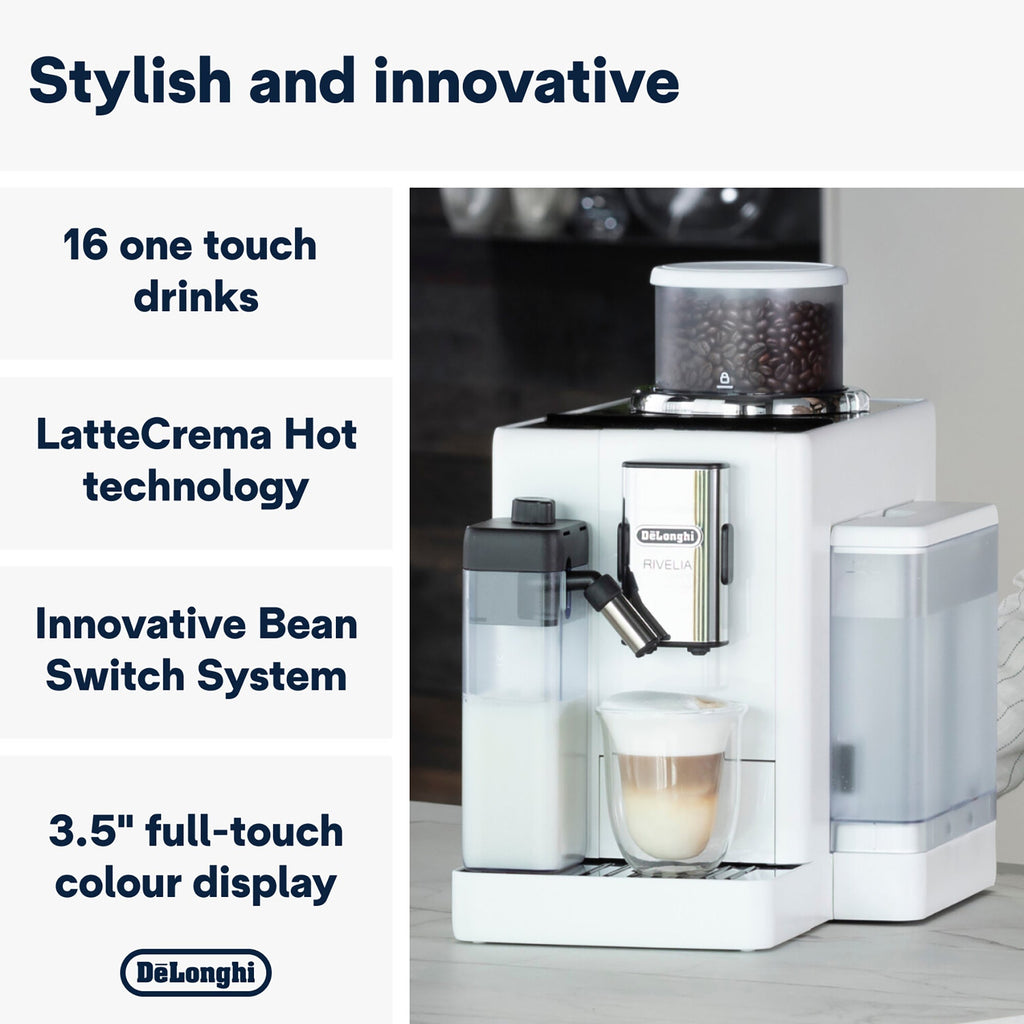 De'Longhi Rivelia Bean to Cup Coffee Machine Arctic White EXAM440.55.W