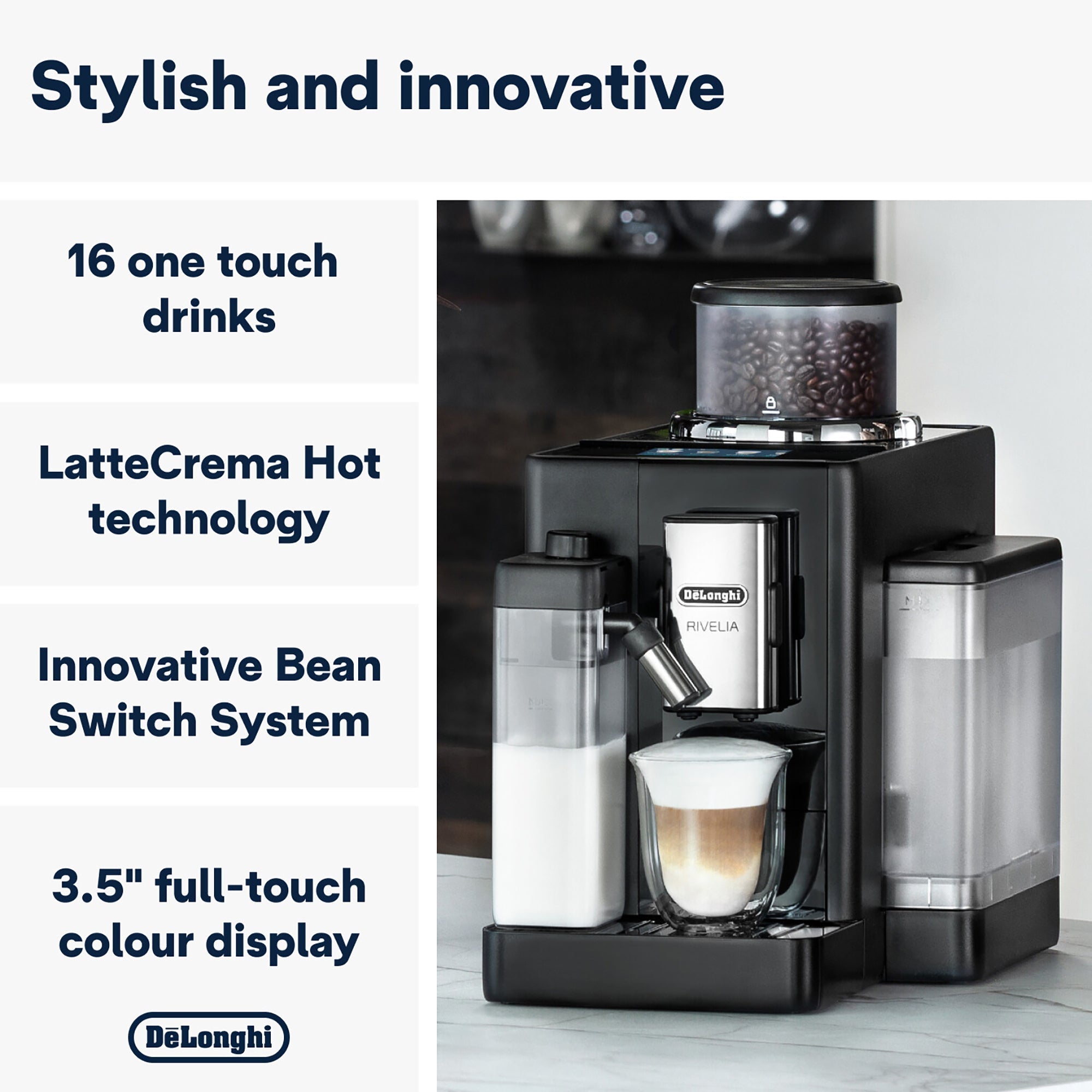 De'Longhi Rivelia Bean to Cup Coffee Machine Onyx Black EXAM440.55.B