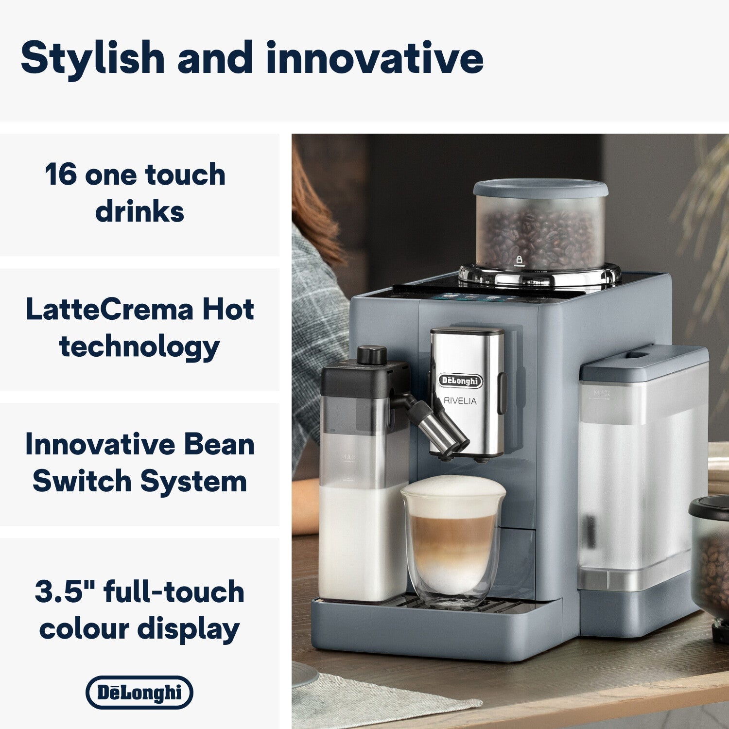 De'Longhi Rivelia Bean to Cup Coffee Machine Pebble Grey EXAM440.55.G