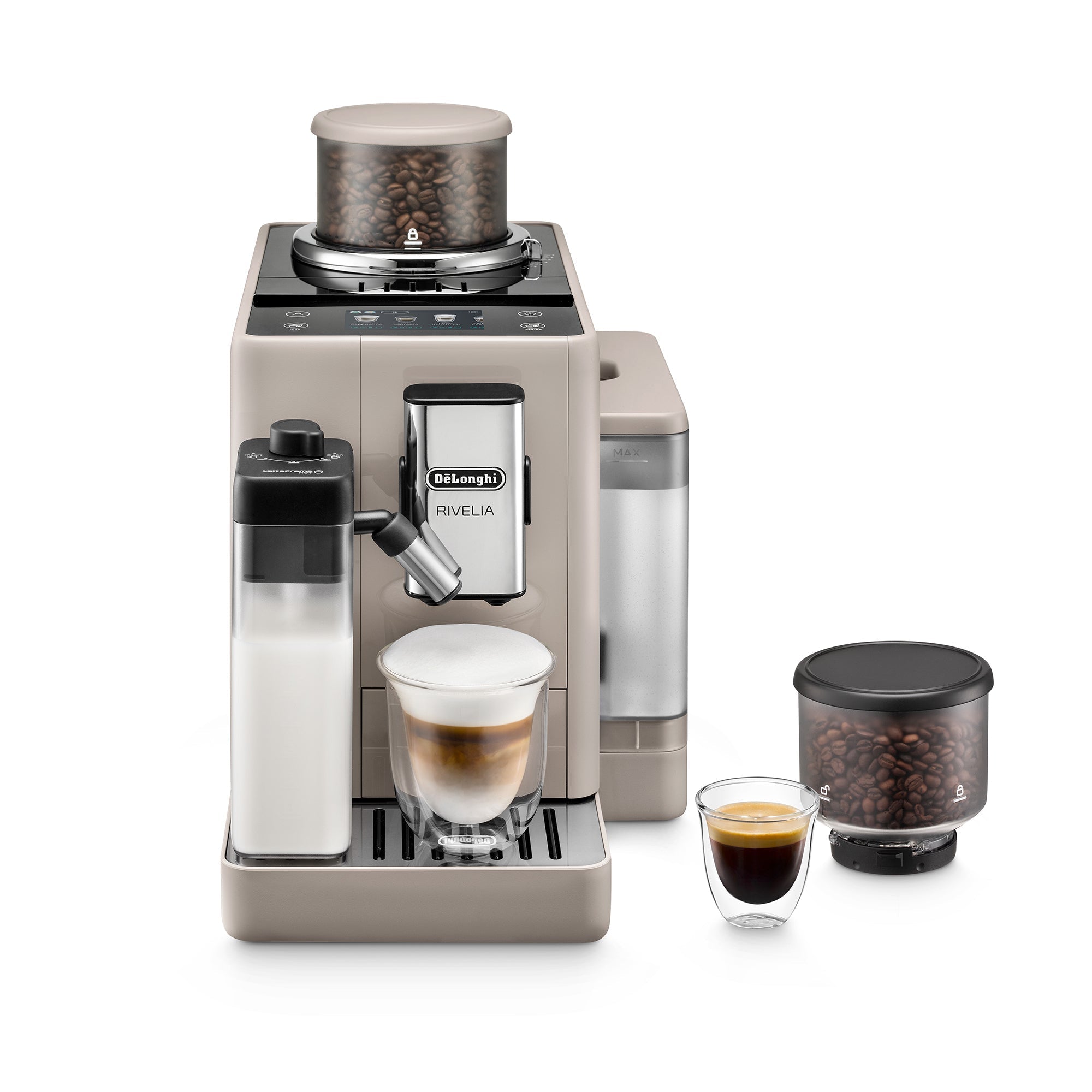 De'Longhi Rivelia Bean to Cup Coffee Machine Sand Beige EXAM440.55.BG