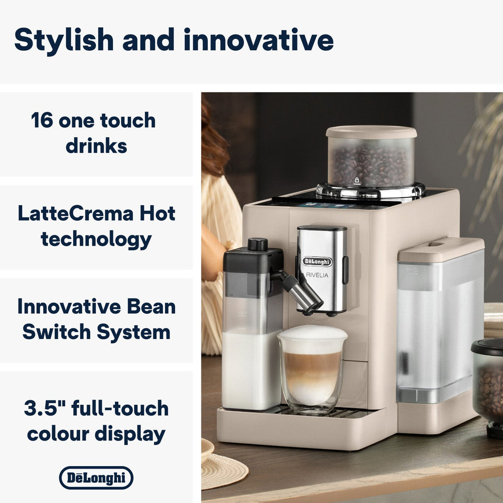 De'Longhi Rivelia Bean to Cup Coffee Machine Sand Beige EXAM440.55.BG